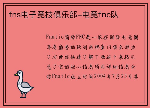 fns电子竞技俱乐部-电竞fnc队